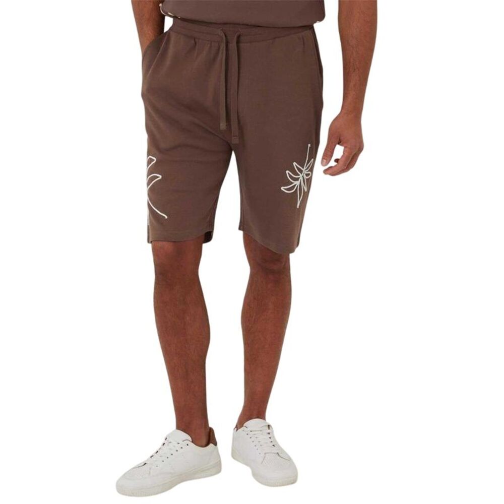 Threadbare Mens Floral Pattern Shorts / Mustang Brown